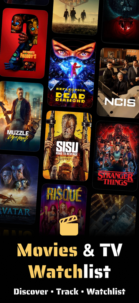 MovieBoxアプリのディスプレイ、映画ポスターとウォッチリスト機能