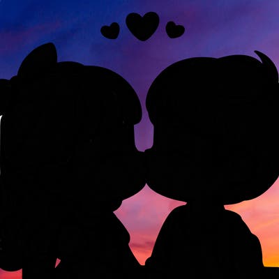boy and girl kissing