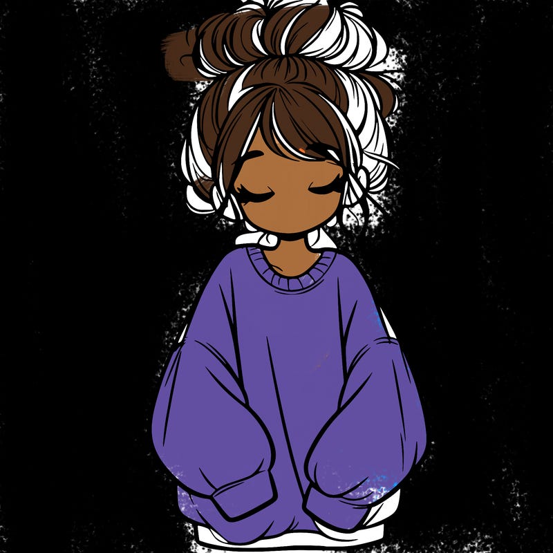 girl with baggy sweatshirt and messy bun