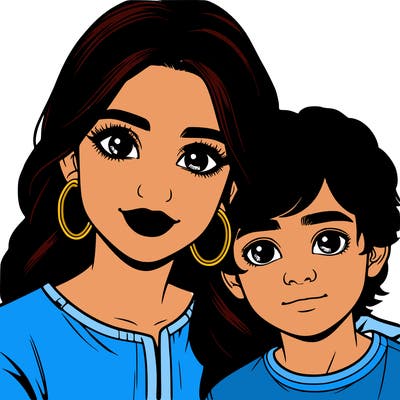 realistic girl with her little brother
