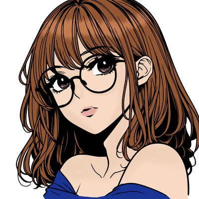 manga woman character with glasses and nice lips