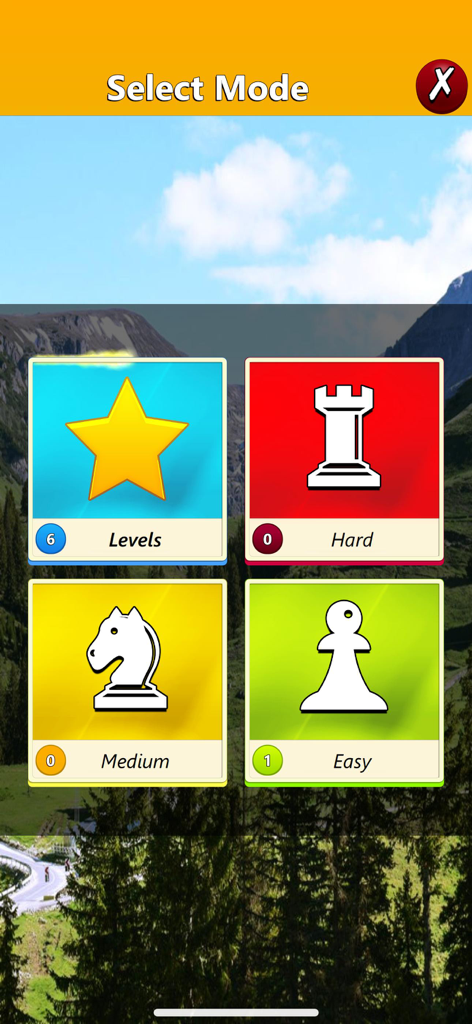 Word Search - Word Game - 쉬움, 보통, 어려움 난이도 모드를 선택하기 위한 단어 검색 게임 메뉴.