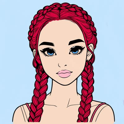 realistic girl with braids