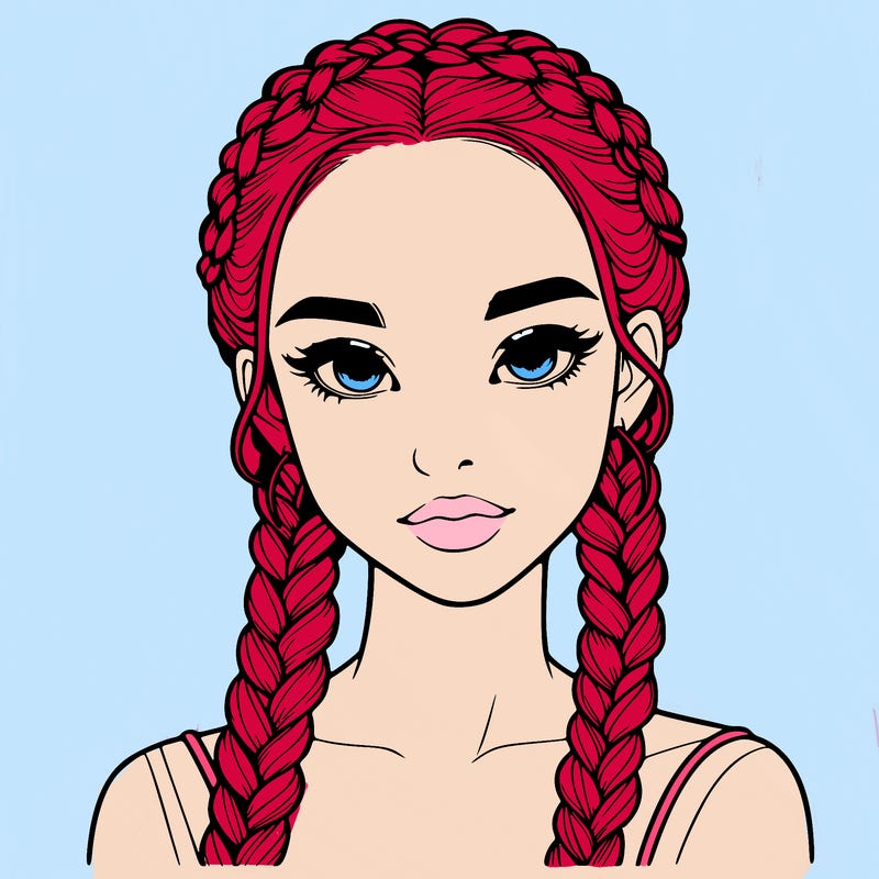 realistic girl with braids