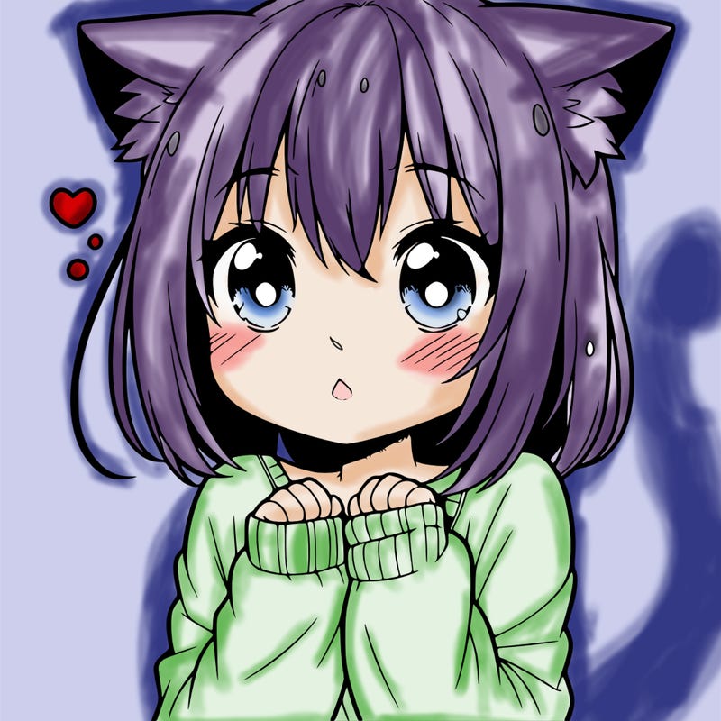 shy anime catgirl