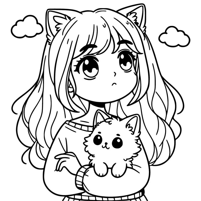 a girl holding a cat