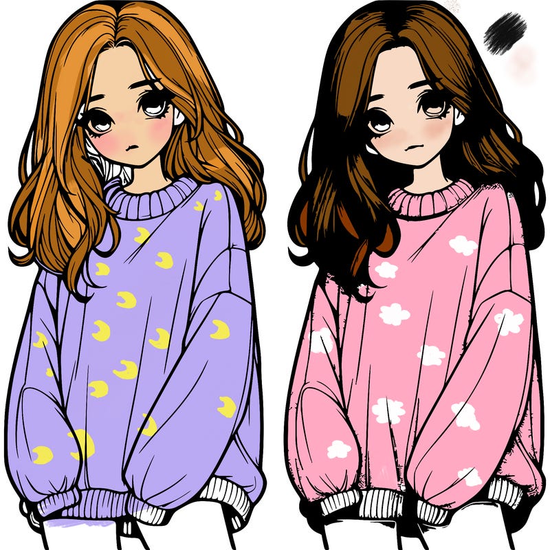 realistic girl with baggy sweater