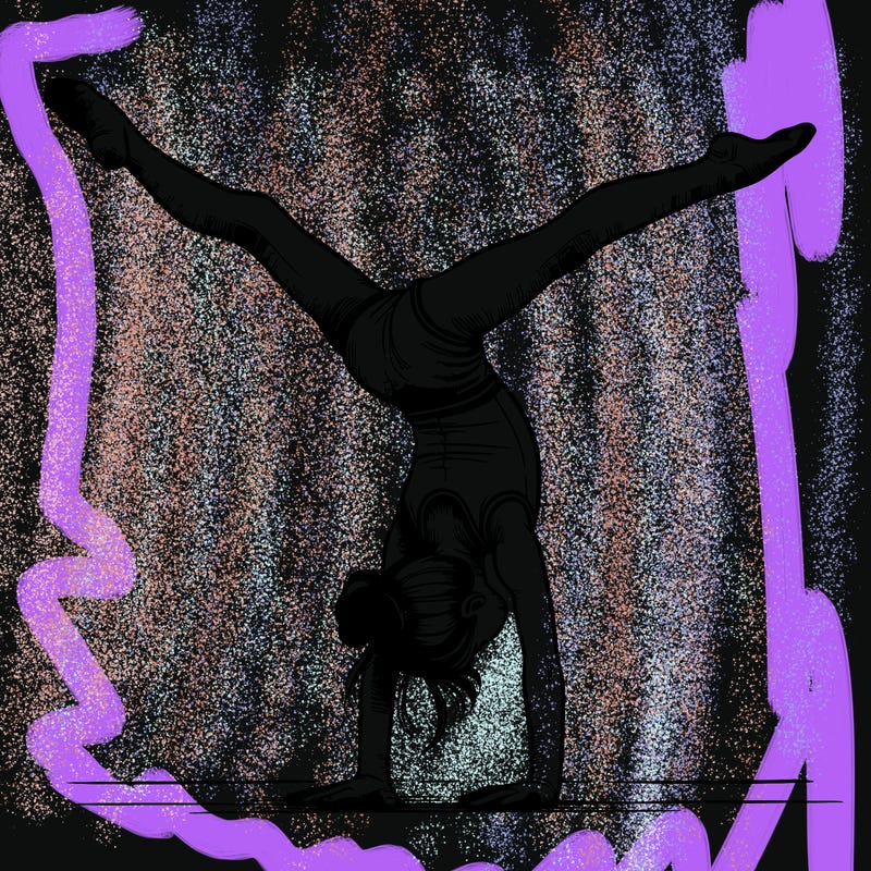 realistic gymnastic hand stand girl in four splits