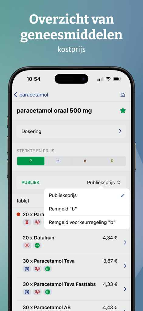 BCFI app screen showing medication overview and drug prices for paracetamol