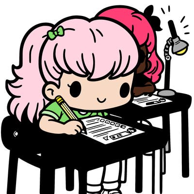 a girl tacking a test