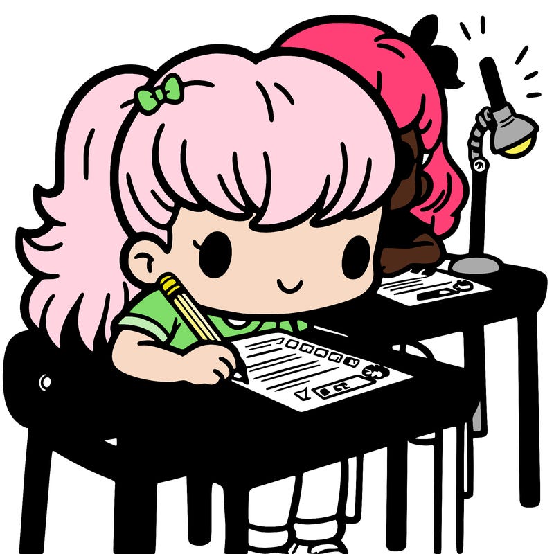 a girl tacking a test