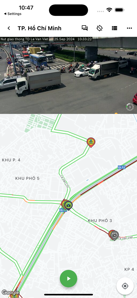 Traffic Camera VN - Live traffic camera feed and map view of Ho Chi Minh City in the Traffic Camera VN app