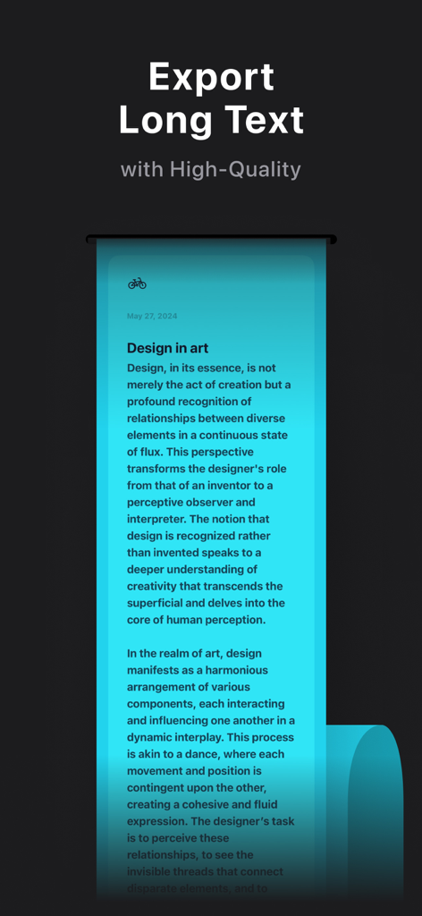 Kiko Card:Text Post & Carousel - A long teal text card being exported from the Kiko Card app for high quality social media posts.