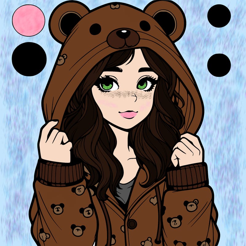 realistic girl in a animal pjs hoodie