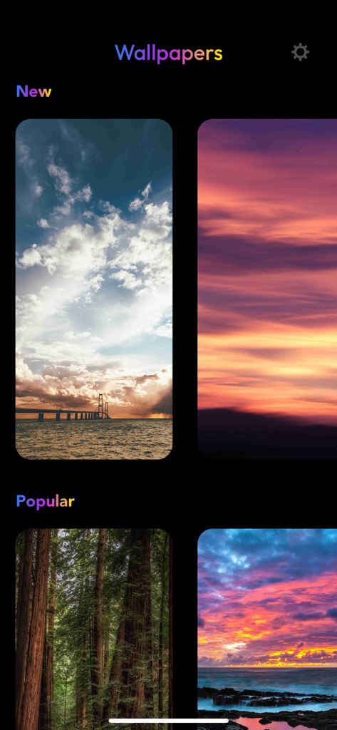 Live Wallpaper Maker - Themes - Live Wallpaper Maker app interface showing new and popular nature backgrounds