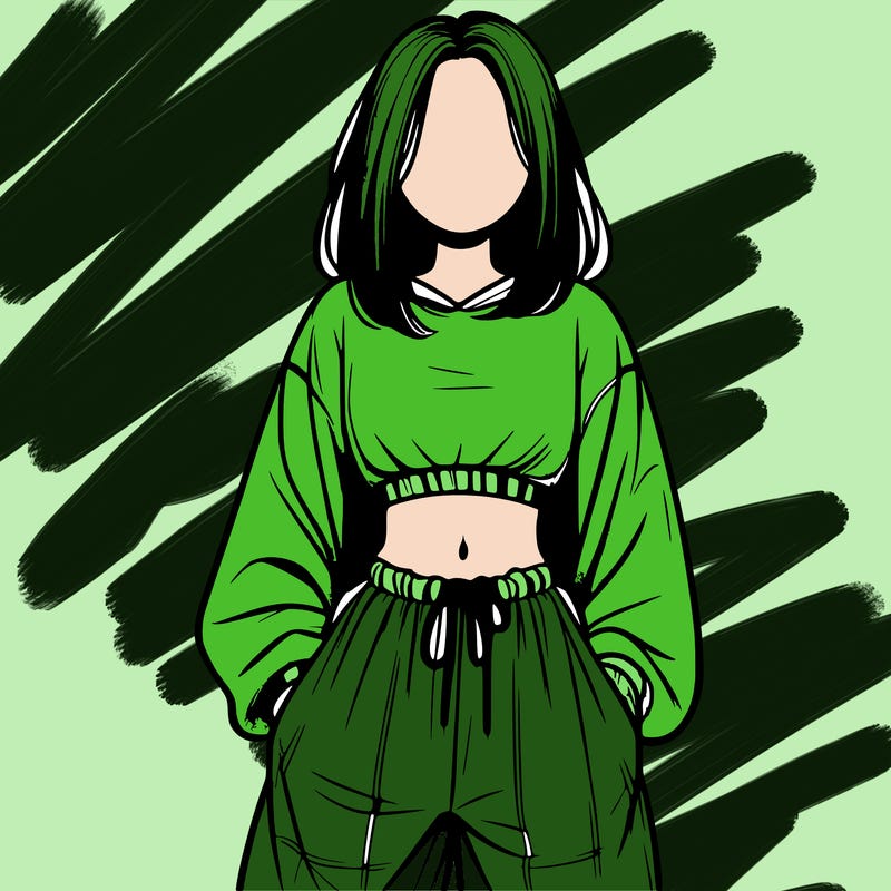 realistic girl faceless with baggy pants and a crop top