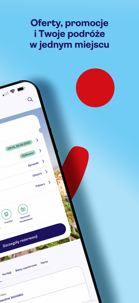 TUI (PL/CZ) - Mobile screen of the TUI travel app showing trip reservation details and flight status in Polish