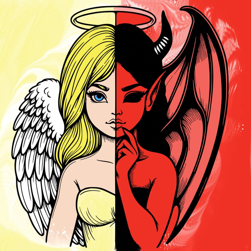 realistic angel half demon