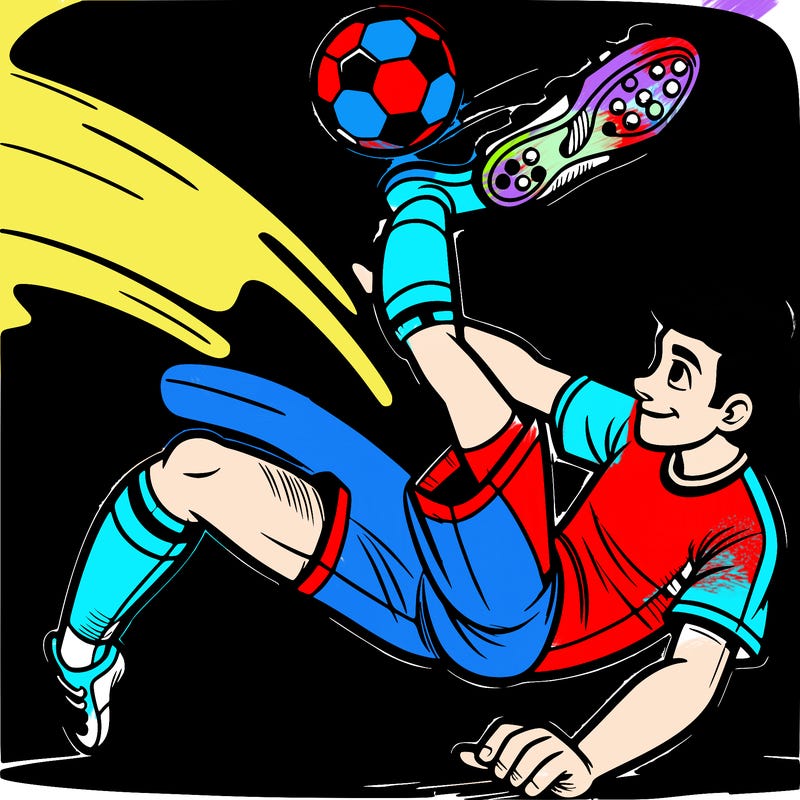 soccer player doing bicyicle kick