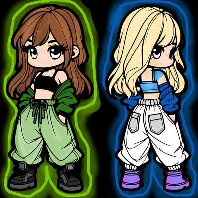 girl in crop top and baggy pants