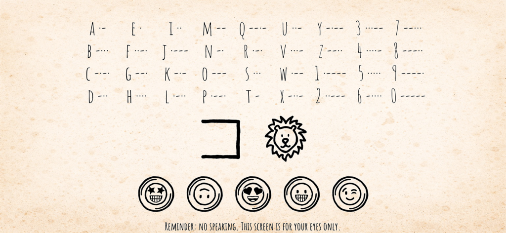 SenSense - SenSense puzzle interface showing a code alphabet and emoji icons.