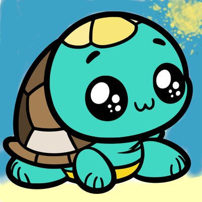 cute little animated turtle