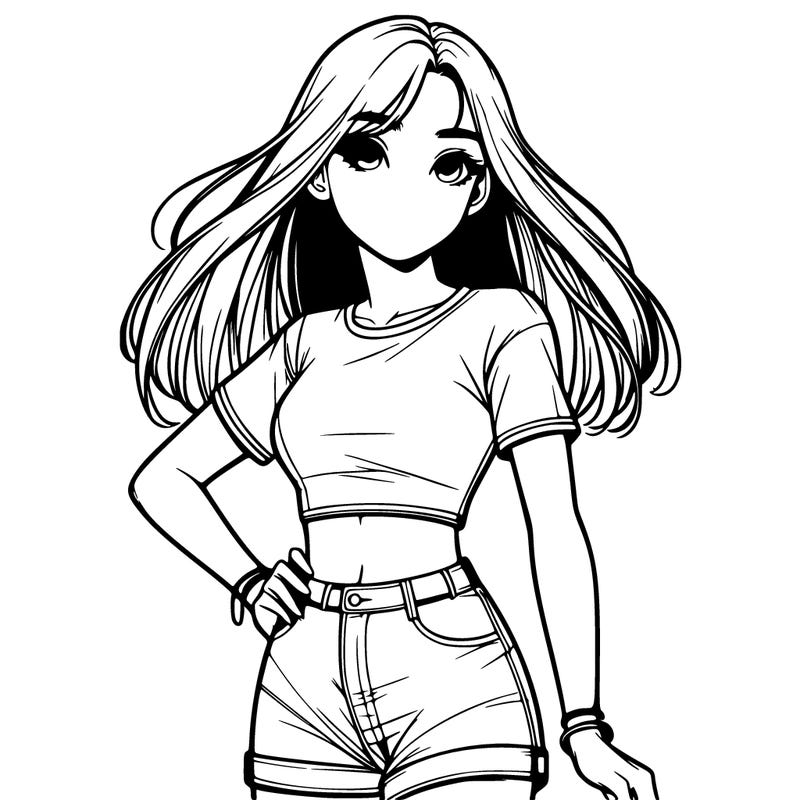 realistic girl with a crop top