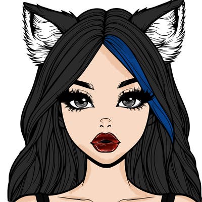 realistic girl with fox ears and realistic lips