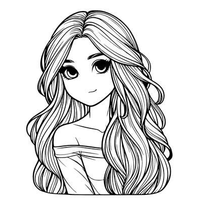 realistic girl with long hair