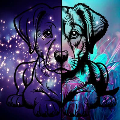 realistic dog split picture