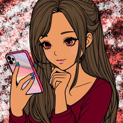 realistic girl with a  iphone