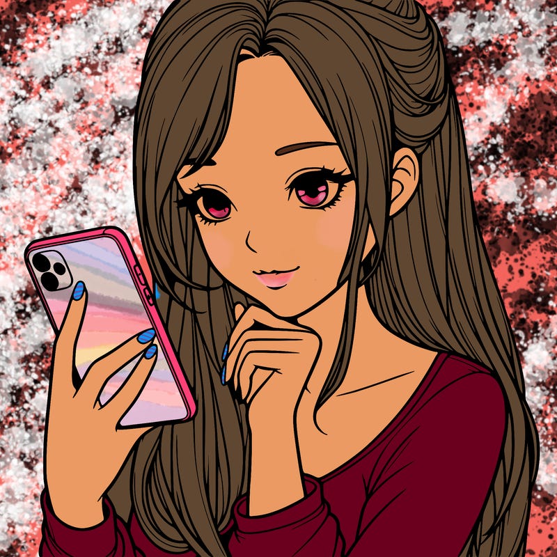 realistic girl with a  iphone