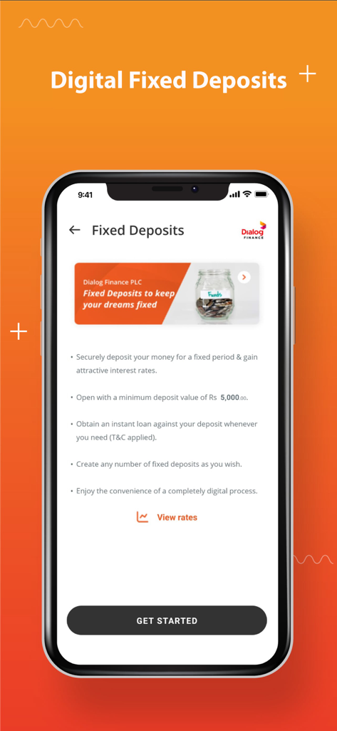 Genie - Smartphone screen displaying Genie app digital fixed deposits feature