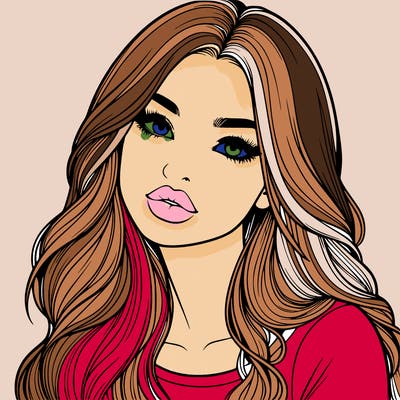 realistic girl with hair on her hair and lips