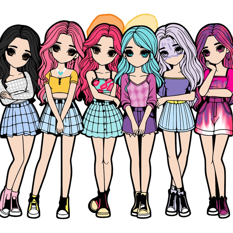 a group of girls realistic