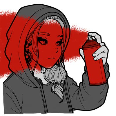 a realistic girl, spray painting