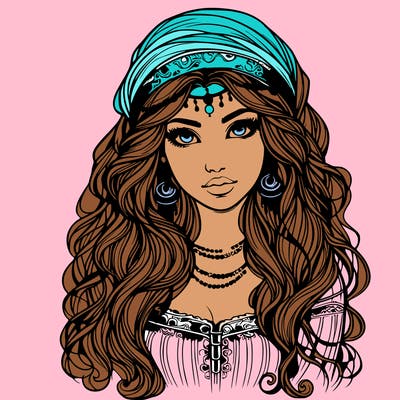 realistic beautiful mysterious gypsy girl