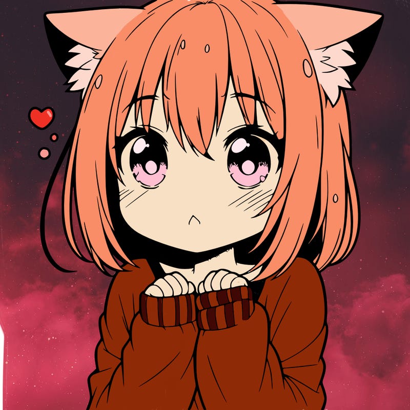 shy anime catgirl
