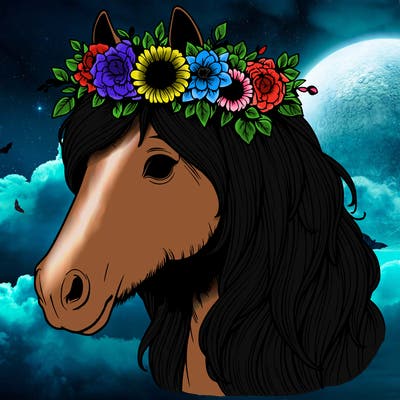 realistic horse with flower crown