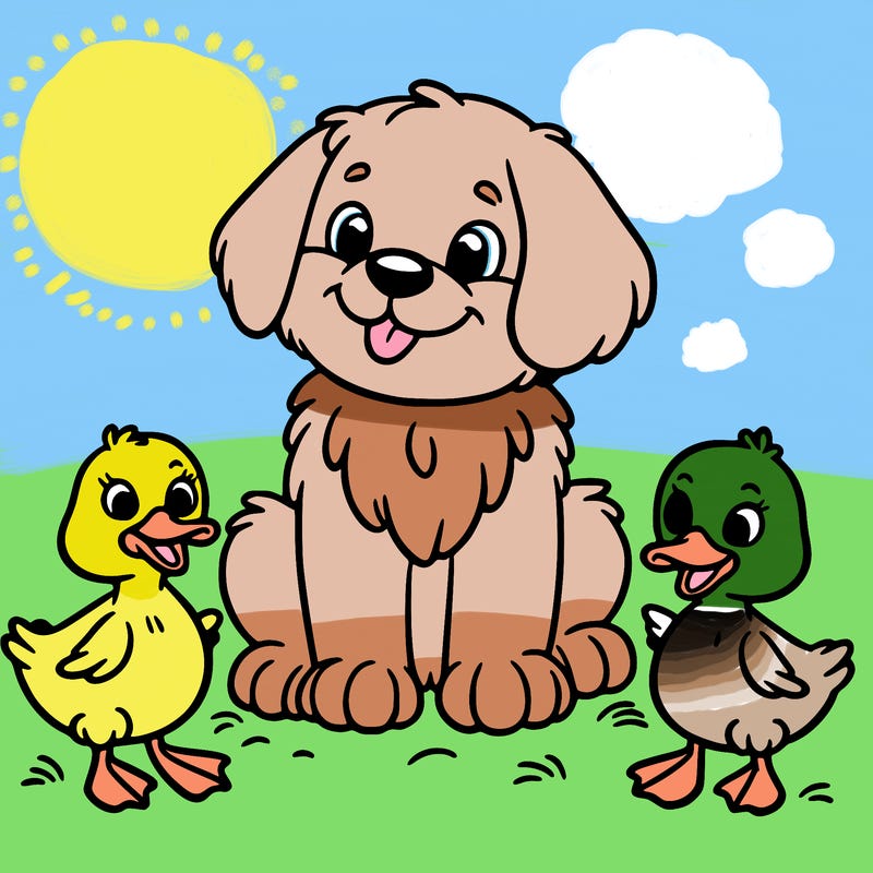 dog with ducks