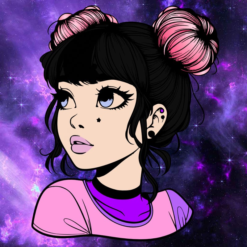 realistic girl with spacebuns