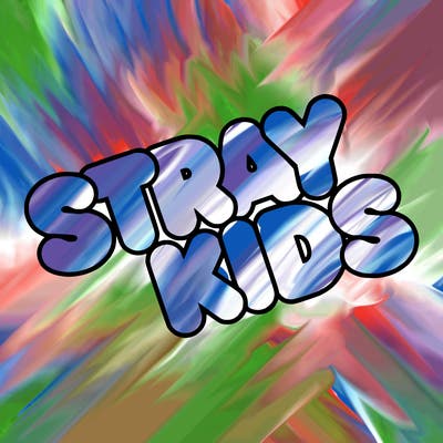 bubble letters saying stray kids