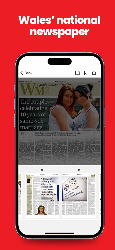 Western Mail Newspaper - A smartphone displaying a feature article from the Western Mail Newspaper eEdition app