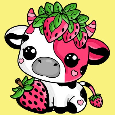cute strawberry cow