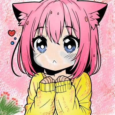 shy anime catgirl
