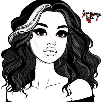 realistic girl with wavy hair and lips