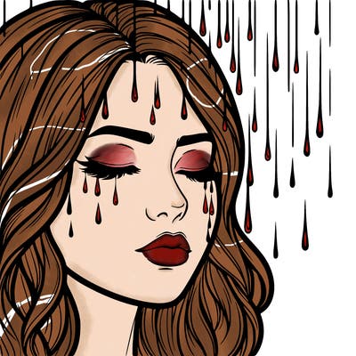 rain going over realistic woman’s face