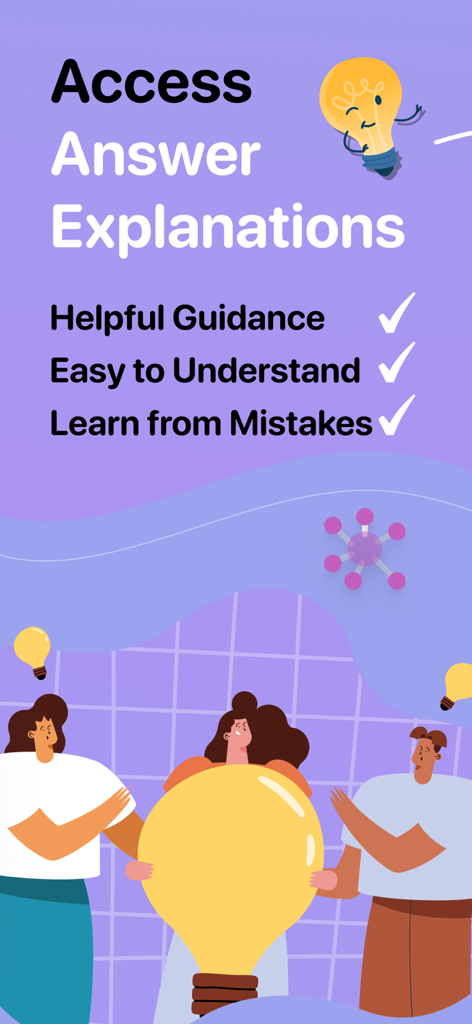 Werbebildschirm für die Preptly SAT-Vorbereitungs-App, der hilfreiche Erklärungen zu den Antworten und das Lernen aus Fehlern hervorhebt
