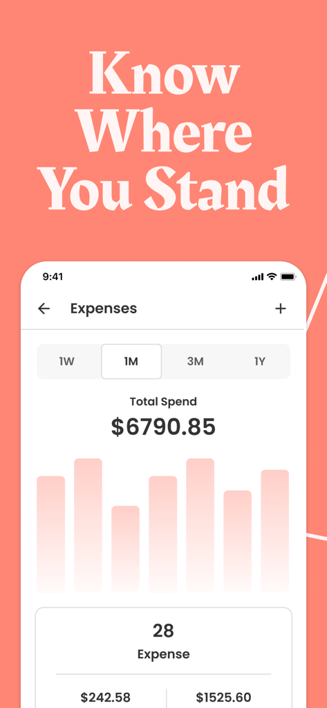 TrulySmall Business Expenses - TrulySmall Business Expenses mobile app showing monthly expense tracking with a total spend of over six thousand dollars and a bar chart summary.