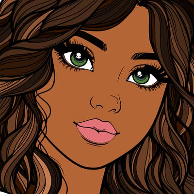 beautiful realistic girl close up to the camera with wavy hair,